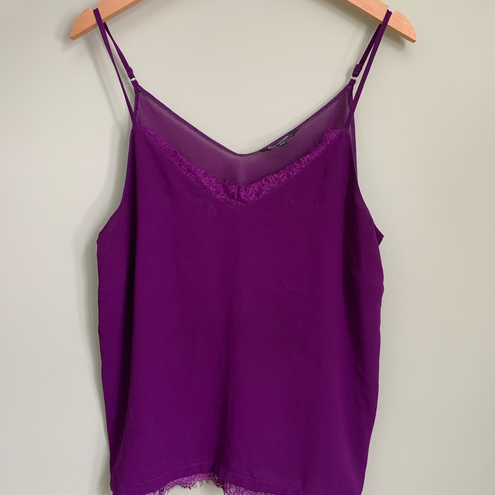 Purple cami with lace trim